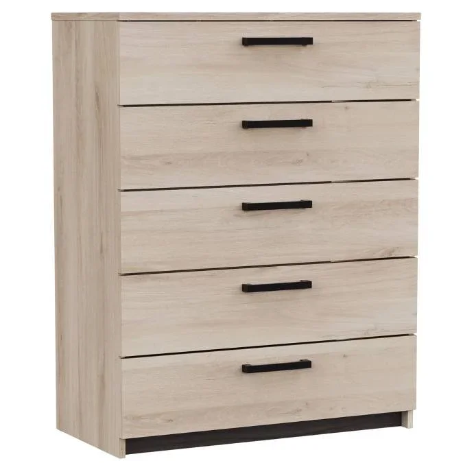 Cómoda Watson de Dormitorio Estilo Moderno en color Roble Kronberge y Roble Waterford con 5 cajones 79,6×102,5×41,1 cm.