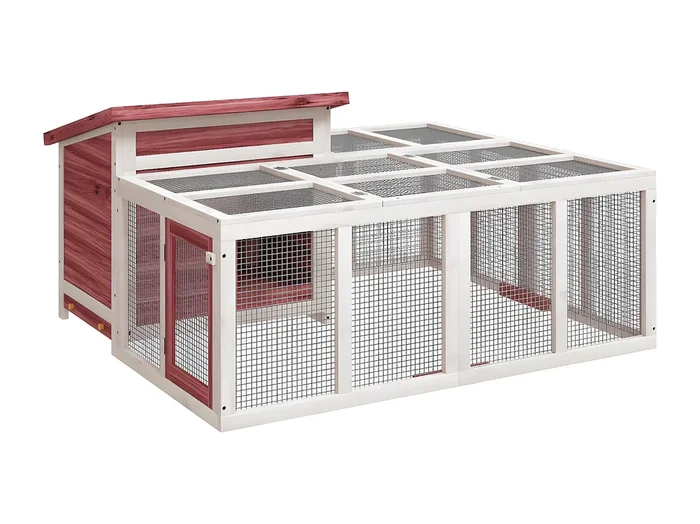 Conejera de madera maciza de pino moca 144x123x67,5 cm ES756934