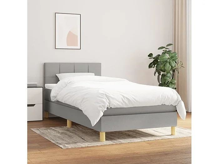 Conjunto Boxspring – 80×200 cm + Somieres + colchón tela gris claro ES36774