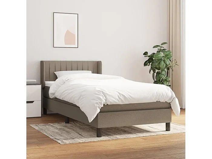 Conjunto Boxspring – 80×200 cm + Somieres + colchón tela gris taupe ES45382