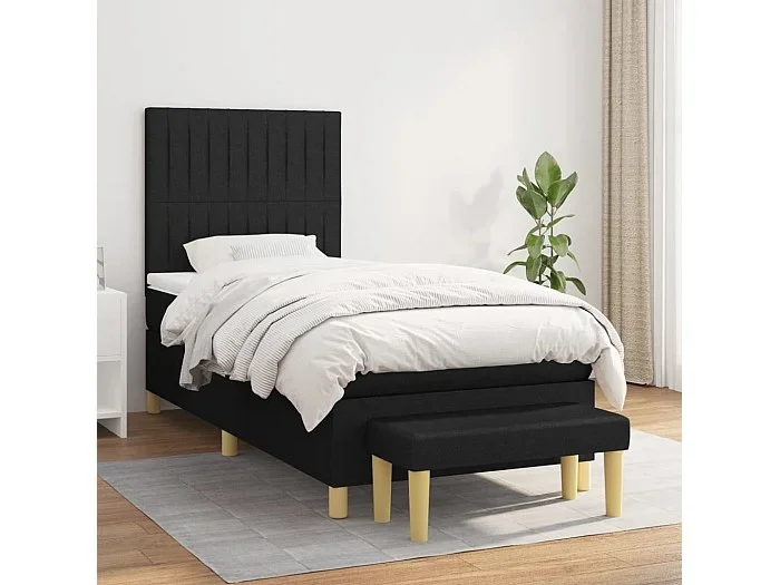 Conjunto Boxspring – 80×200 cm + Somieres + colchón tela negro ES38045