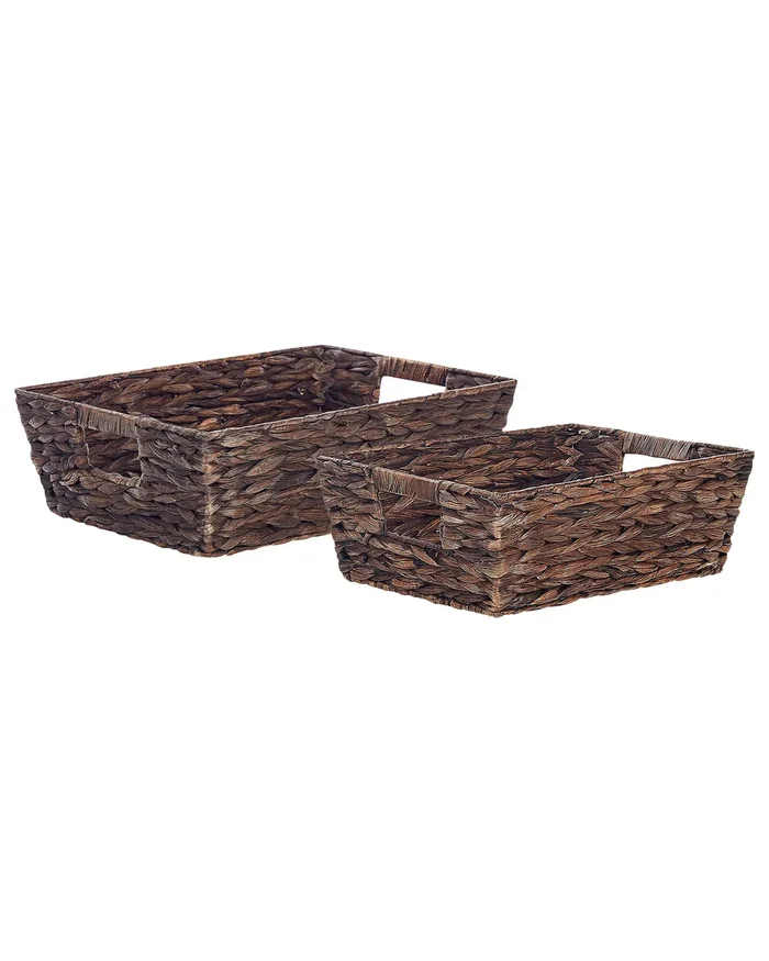 Conjunto de 2 cestas PANDZ Mimbre Marrón oscuro