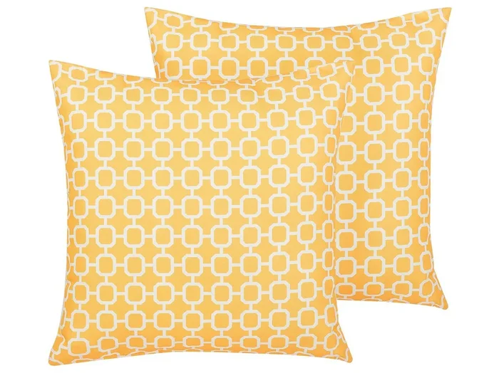 Conjunto de 2 cojines de exterior ASTAKOS Patrón geométrico 40 x 40 cm Amarillo