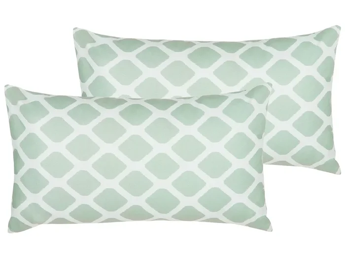 Conjunto de 2 cojines de exterior KALAMOS Patrón geométrico 40 x 70 cm Verde menta
