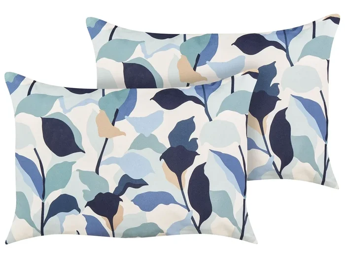 Conjunto de 2 cojines de exterior VEGLINO 40 x 60 cm Azul Patrón de plantas
