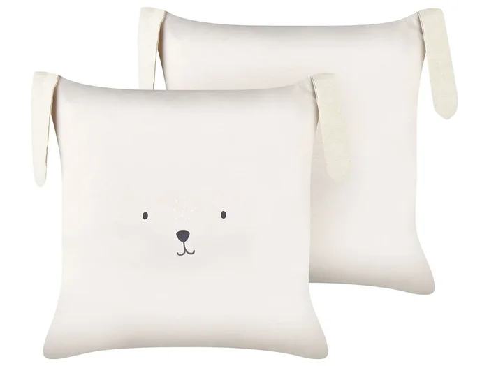 Conjunto de 2 cojines decorativos CONEY Algodón 45 x 45 cm Beige claro