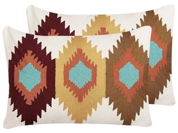 Conjunto de 2 cojines decorativos DANAPUR Algodón 40 x 60 cm Multicolor Patrón geométrico