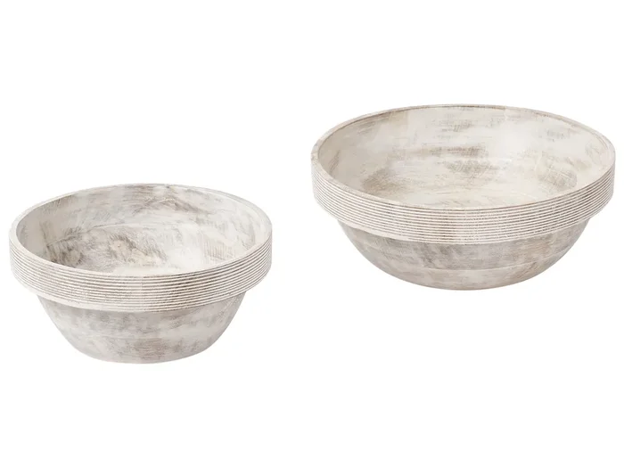 Conjunto de 2 cuencos decorativos MINYA Madera de mango Marrón claro