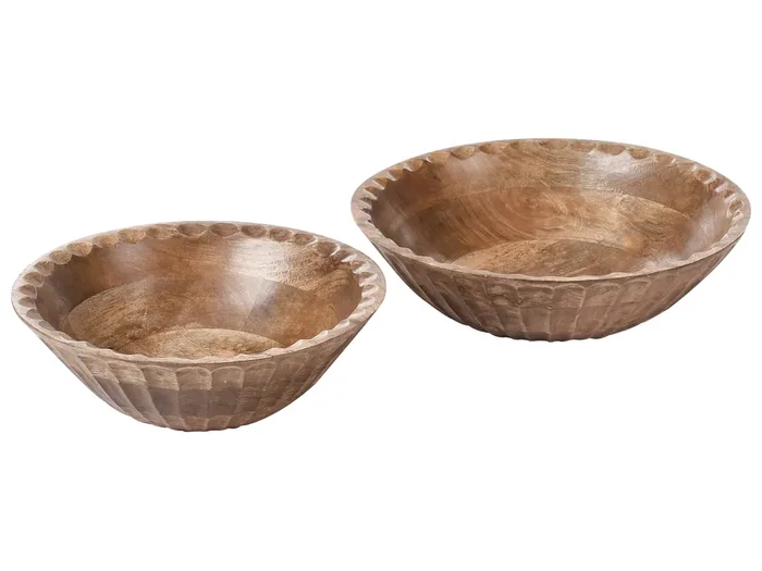 Conjunto de 2 cuencos decorativos SOHAG Madera de mango Marrón
