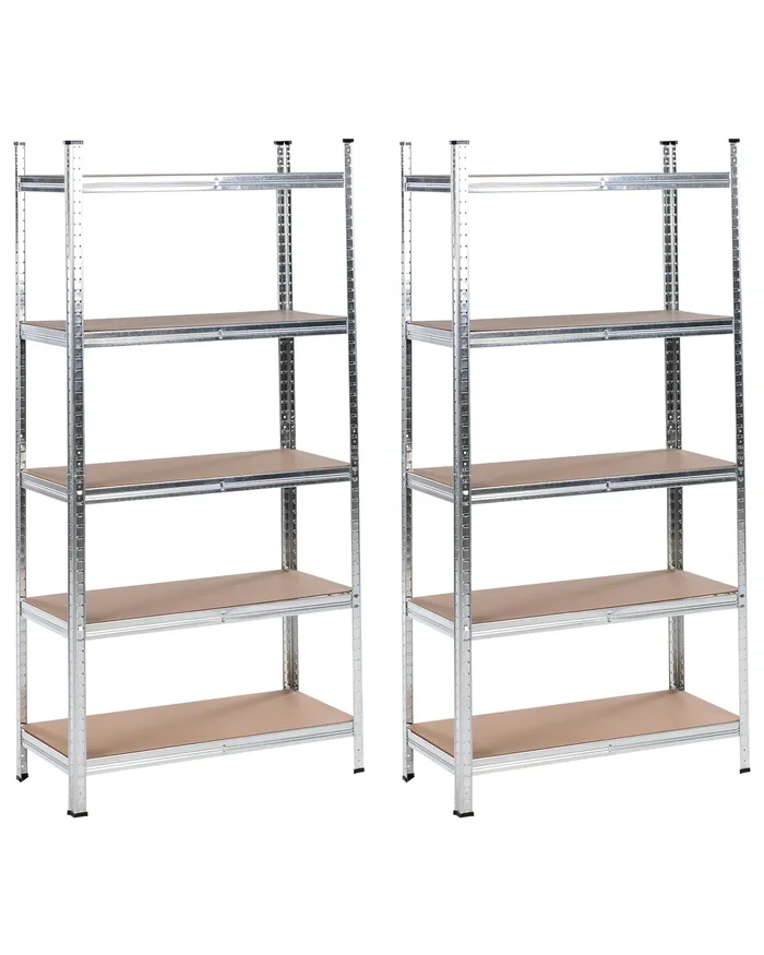 Conjunto de 2 estanterías de garaje XITTA Metal 75 cm 30 cm Plateado