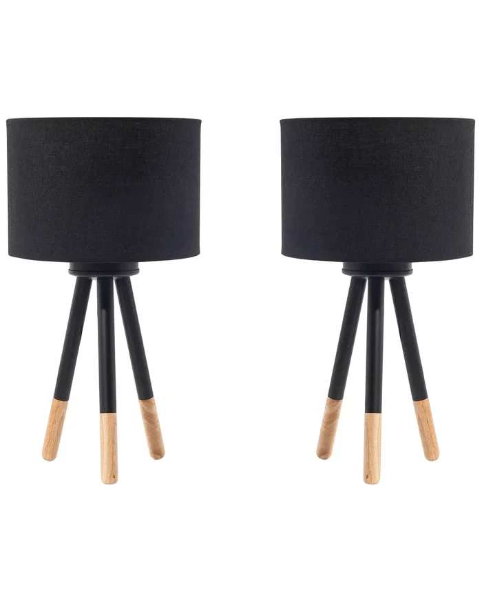 Conjunto de 2 lámparas de mesa TOBOL Madera de fresno Negro