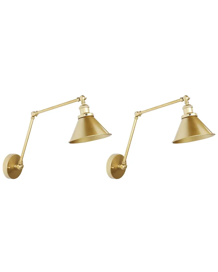 Conjunto de 2 lámparas de pared NARVA ajustable Metal Dorado