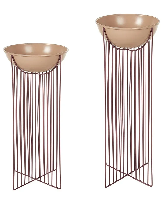 Conjunto de 2 macetas con patas FICARIA Metal 22 cm Rosa