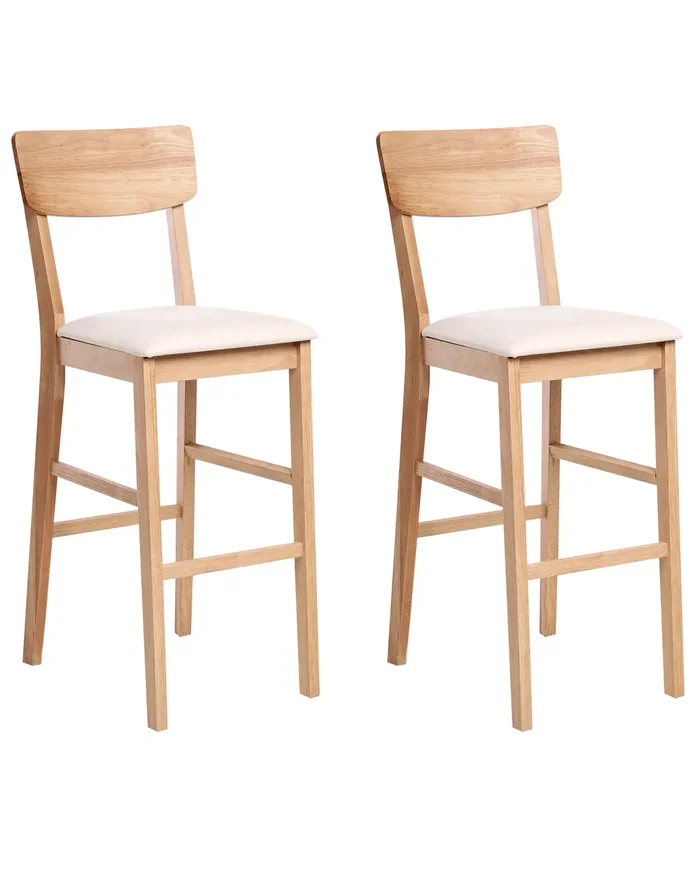 Conjunto de 2 sillas de bar AMBLER Madera Marrón claro/Beige