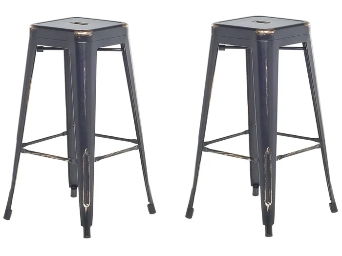 Conjunto de 2 sillas de bar CABRILLO Metal Negro