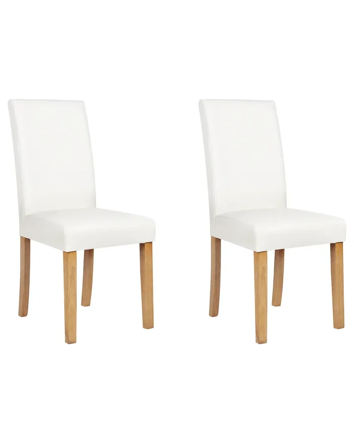 Conjunto de 2 sillas de comedor BROADWAY Piel sintética Blanco
