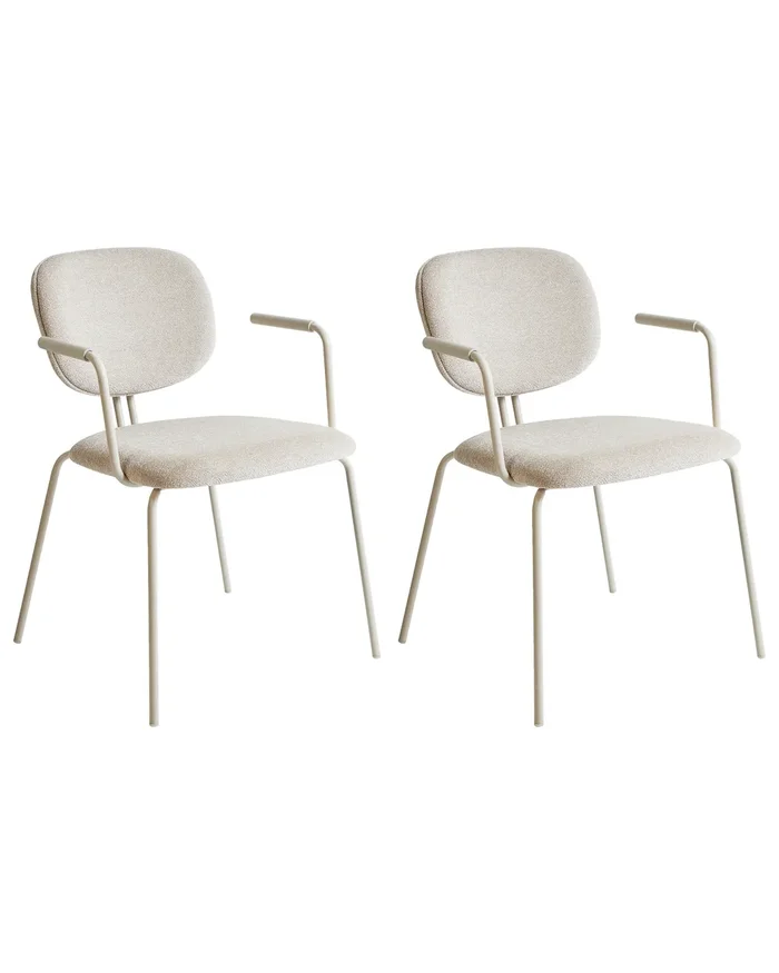 Conjunto de 2 sillas de comedor CARILLE Chenilla Beige claro