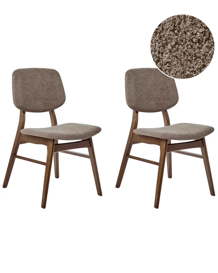 Conjunto de 2 sillas de comedor ELAINE Madera Marrón oscuro/Gris pardo