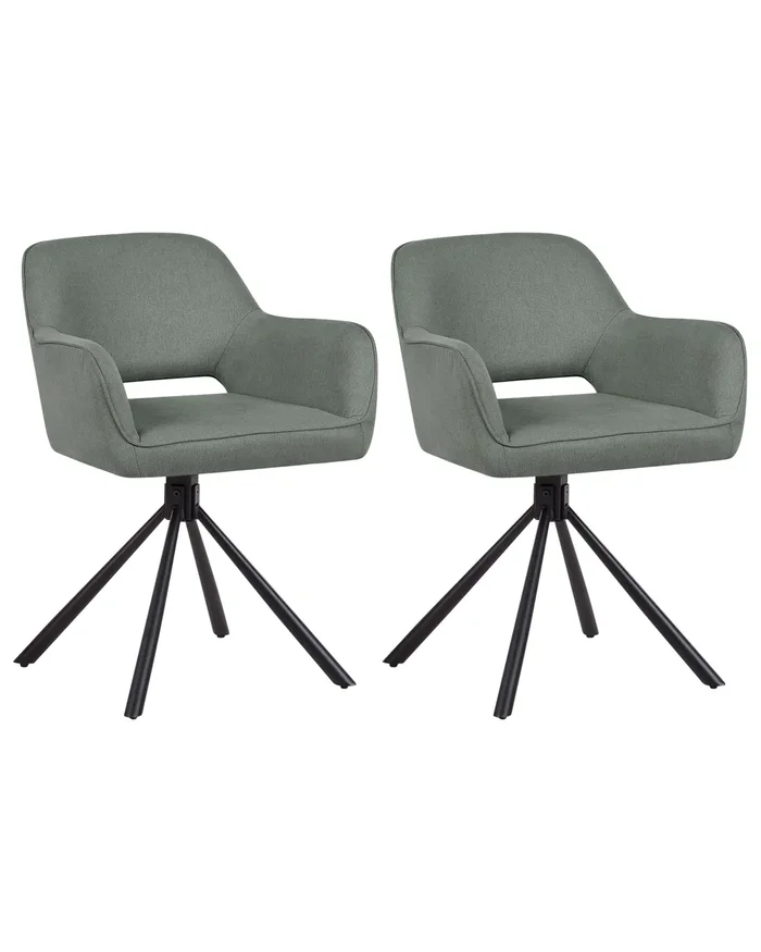 Conjunto de 2 sillas de comedor giratoria LOURES Verde oscuro