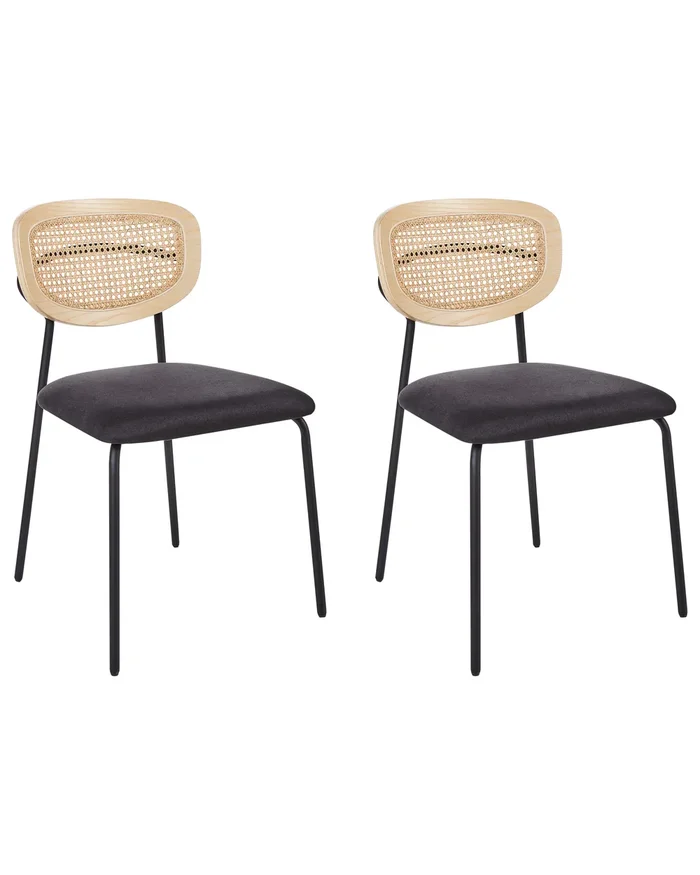Conjunto de 2 sillas de comedor MAYETTA Ratán Negro
