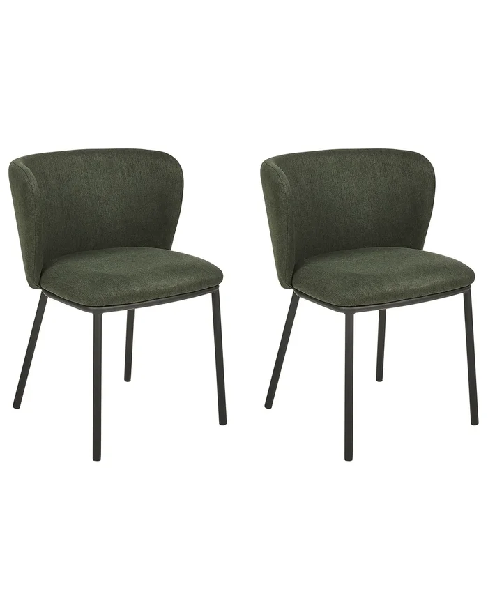 Conjunto de 2 sillas de comedor MINA Verde oscuro