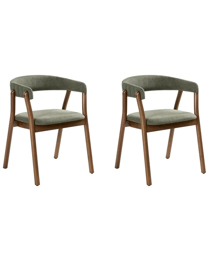 Conjunto de 2 sillas de comedor MYLO Tela Marrón oscuro/Verde