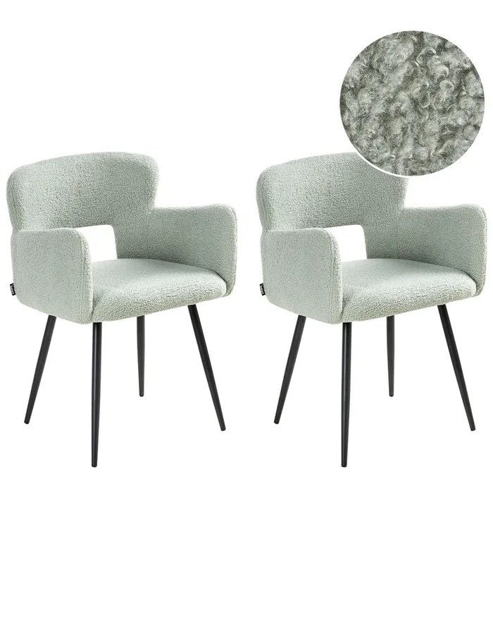 Conjunto de 2 sillas de comedor SANILAC Bouclé Verde claro