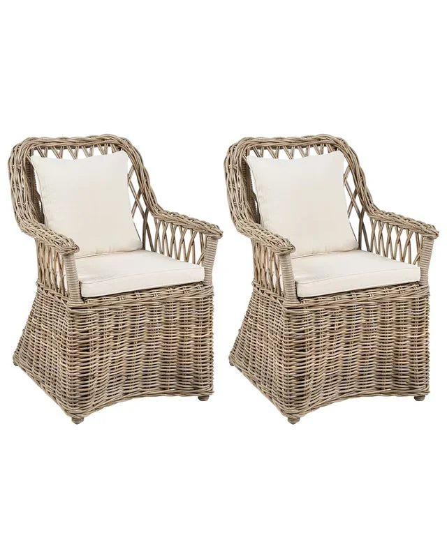 Conjunto de 2 sillas de jardín de ratán natural MAROS II