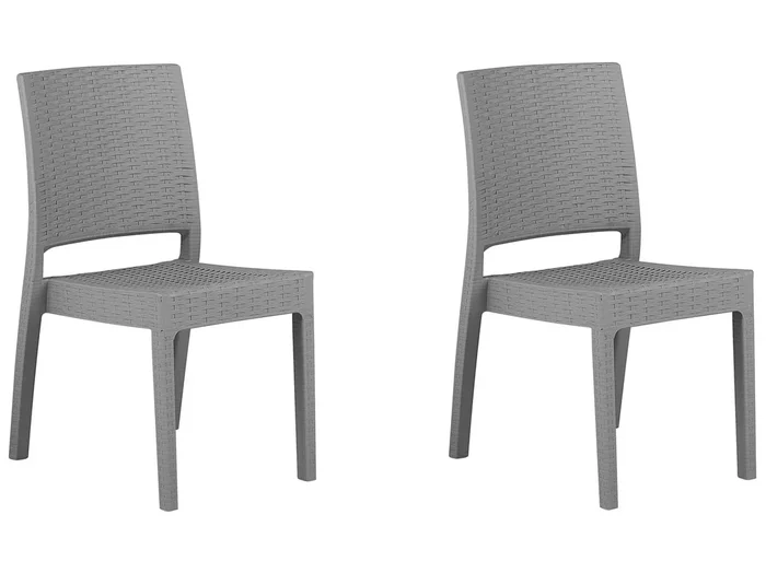 Conjunto de 2 sillas de jardín FOSSANO Material sintético Gris claro