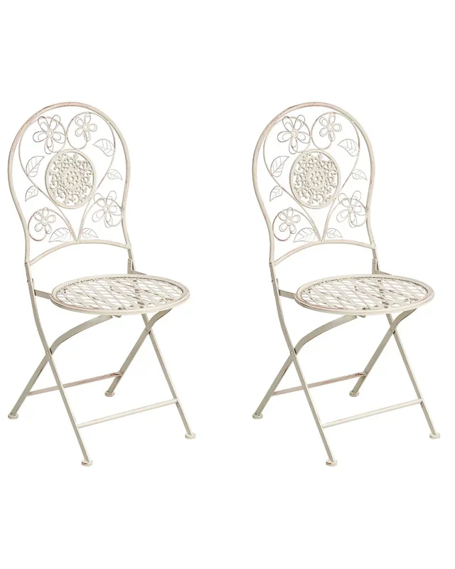 Conjunto de 2 sillas de jardín YAVIZA plegable Metal Beige claro