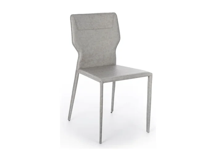 Conjunto de 2 sillas modernas «Quito» de piel sintética gris claro con patas de metal, 44 x 56 cm, 86,5 h.