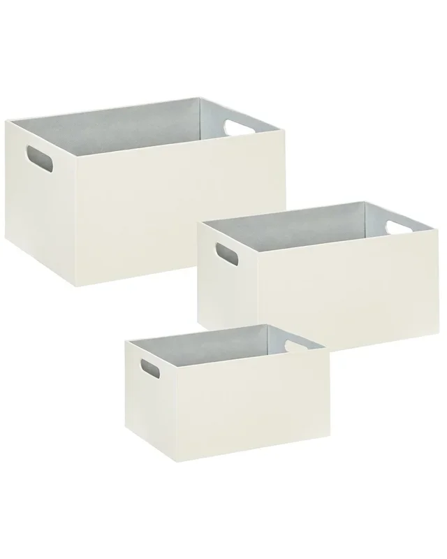 Conjunto de 3 cajas LARSA Piel sintética Beige