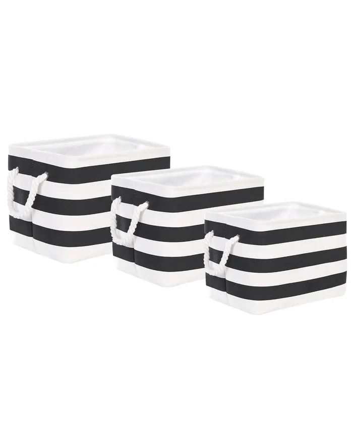 Conjunto de 3 cestas DARQAB Algodón Negro/Blanco