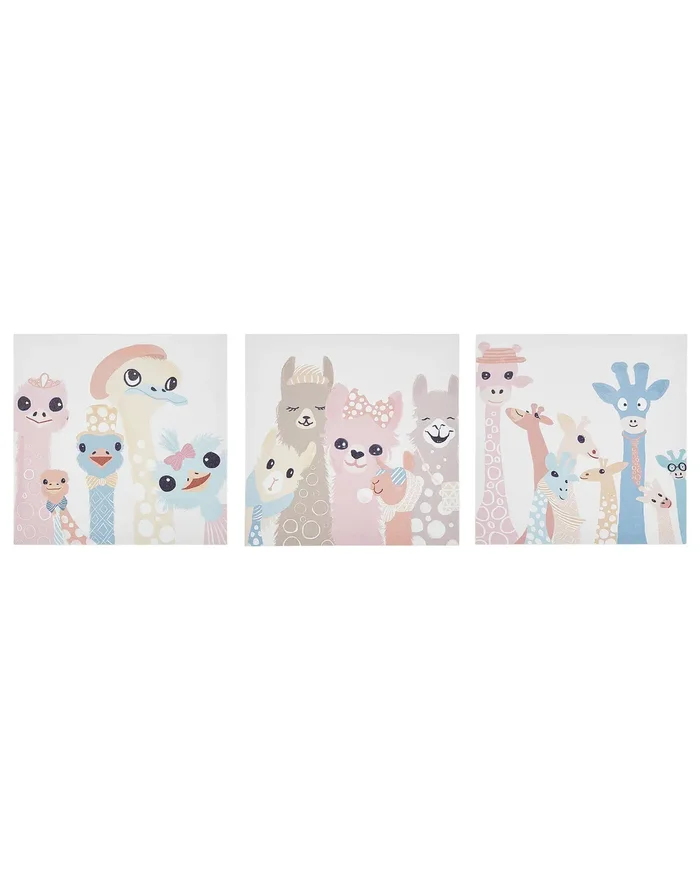Conjunto de 3 lienzos TILLIA Motivo animal 30 x 30 cm Multicolor