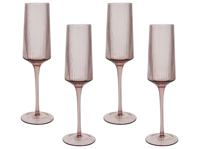 Conjunto de 4 copas de champán AMETHYST 220 ml Rosa