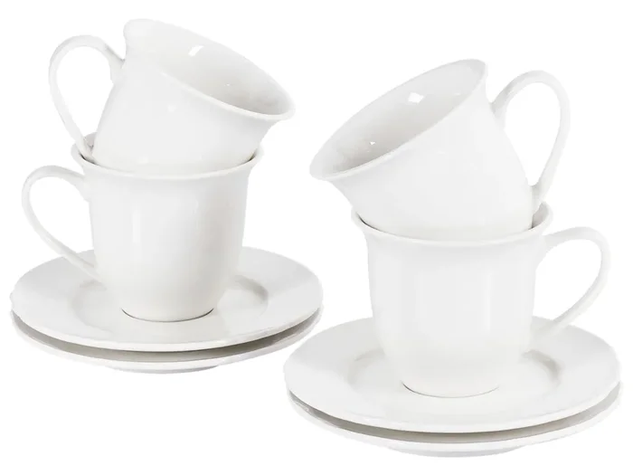 Conjunto de 4 tazas con platillos ELDERBERRY Porcelana Blanco
