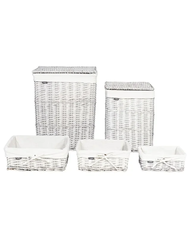 Conjunto de 5 cestas ELLA Madera de sauce Gris