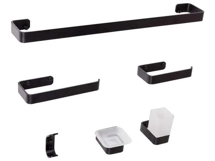 Conjunto de 6 accesorios de pared para baño ZORRITOS Metal Negro