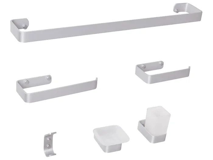 Conjunto de 6 accesorios de pared para baño ZORRITOS Metal Plateado