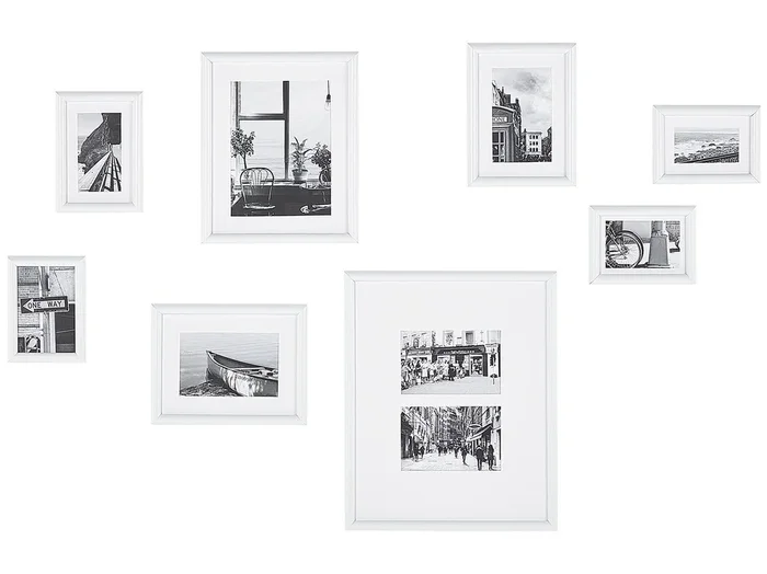 Conjunto de 8 marcos de fotos GARANGO Motivo urbano Blanco