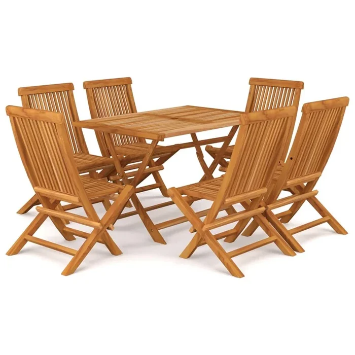Conjunto de comedor de jardín 7 piezas madera maciza de teca