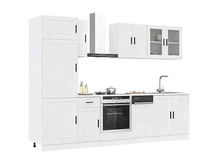 Conjunto de gabinetes de cocina Kalmar de 8 piezas en blanco brillante