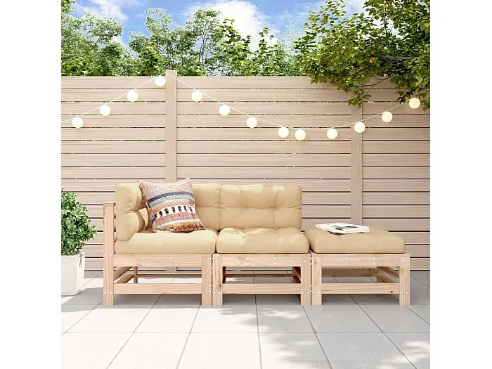 Conjunto de jardín 3 piezas madera maciza de pino ES940320