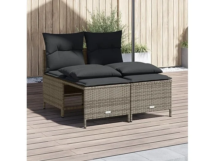 Conjunto de jardín 4 pzas y cojines ratán sintético gris ES450377