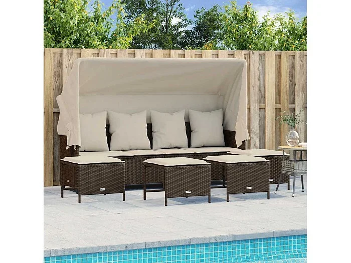Conjunto de jardín 5 piezas y cojines ratán sintético marrón ES736241