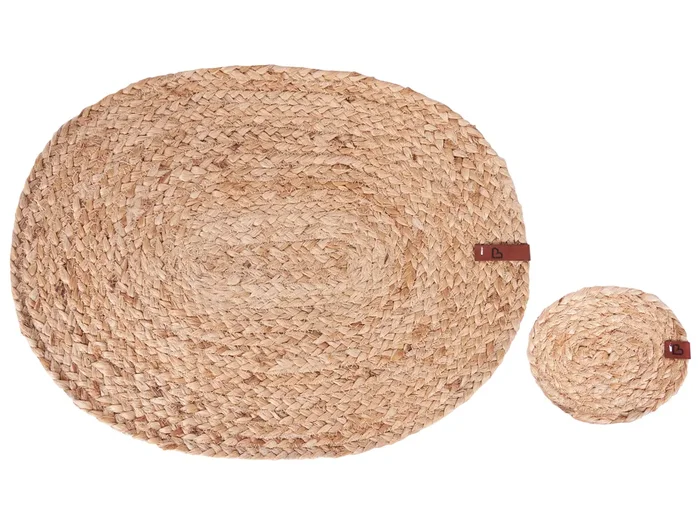 Conjunto de manteles individuales y posavasos BUSHYLARK Natural Yute