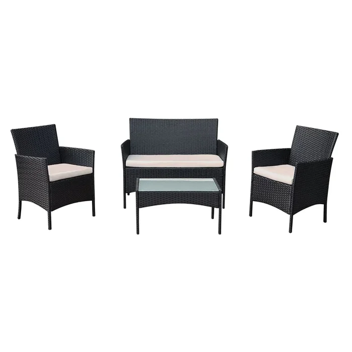 Conjunto de muebles de jardín CORFOU 4 pl. resina trenzada, cojines