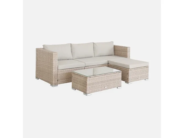 Conjunto de muebles de jardín de resina de 4 plazas natural