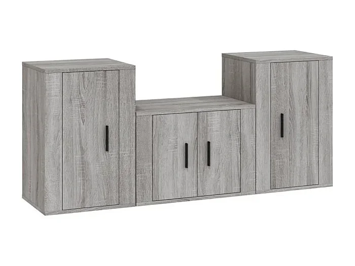 Conjunto de muebles mueble aparador TV televisión salón dormitorio salón 3 piezas sonoma madera contrachapada gris 02_0024637