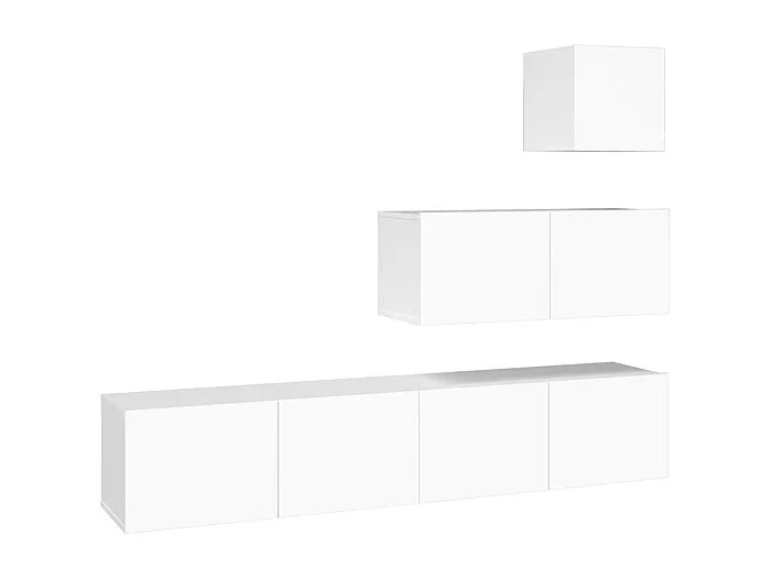 Conjunto de muebles mueble aparador TV televisión salón dormitorio salón 4 piezas blanco madera contrachapada 02_0024652